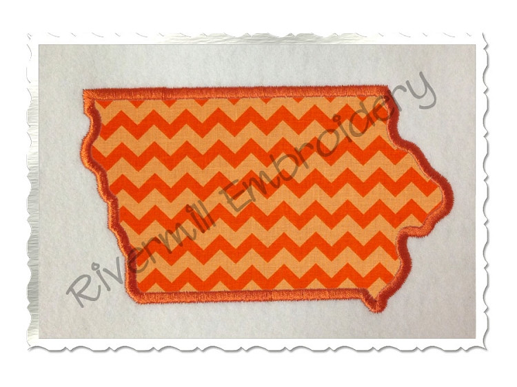 Applique State of Iowa Machine Embroidery Design