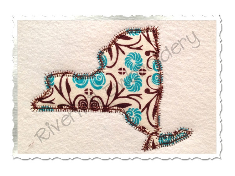 Zig Zag Applique State of New York Machine Embroidery Design