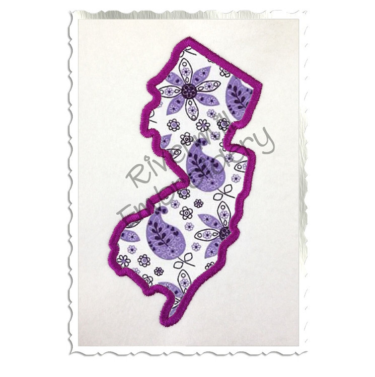 Applique State of New Jersey Machine Embroidery Design