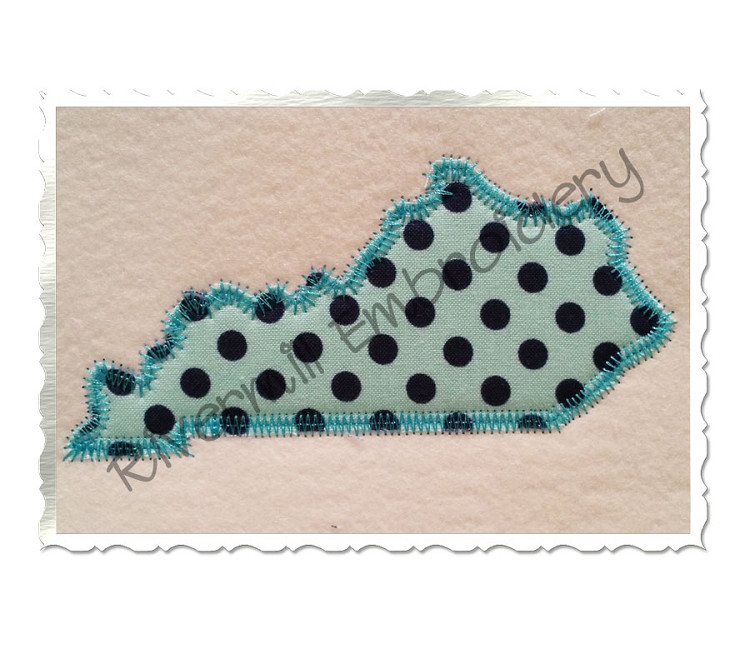 Zig Zag Applique State of Kentucky Machine Embroidery Design