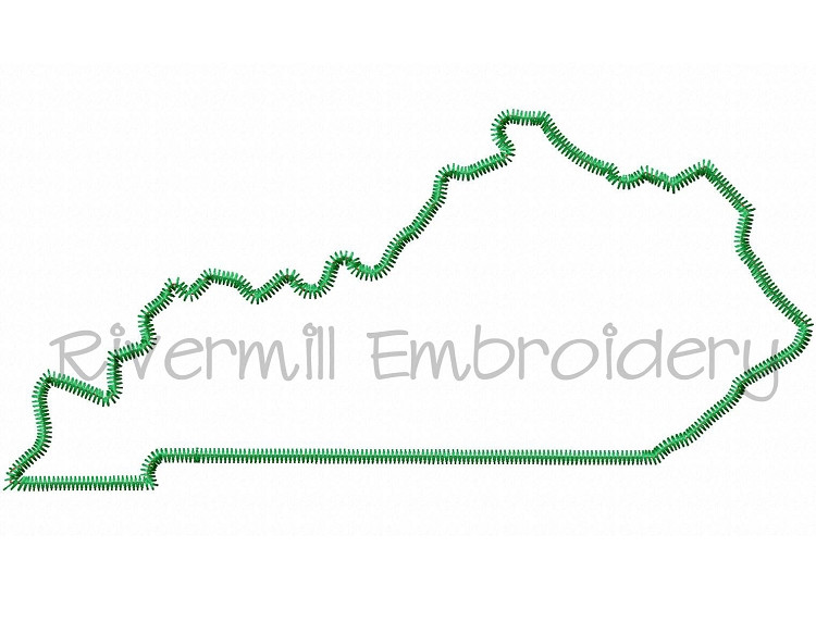 Large Zig Zag Applique State of Kentucky Machine Embroidery Design