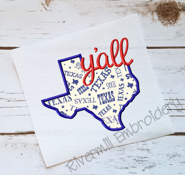 Applique Texas Y'all Machine Embroidery Design