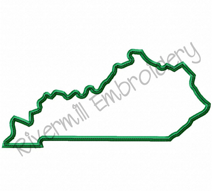 Large State of Kentucky Applique w/ Top Stitch Machine Embroidery Design