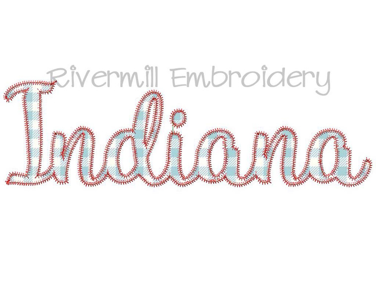 Large Zig Zag Applique State of Indiana Machine Embroidery Design