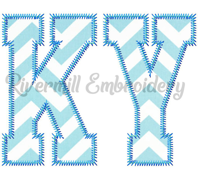 Zig Zag Applique Kentucky Varsity Style Machine Embroidery Design