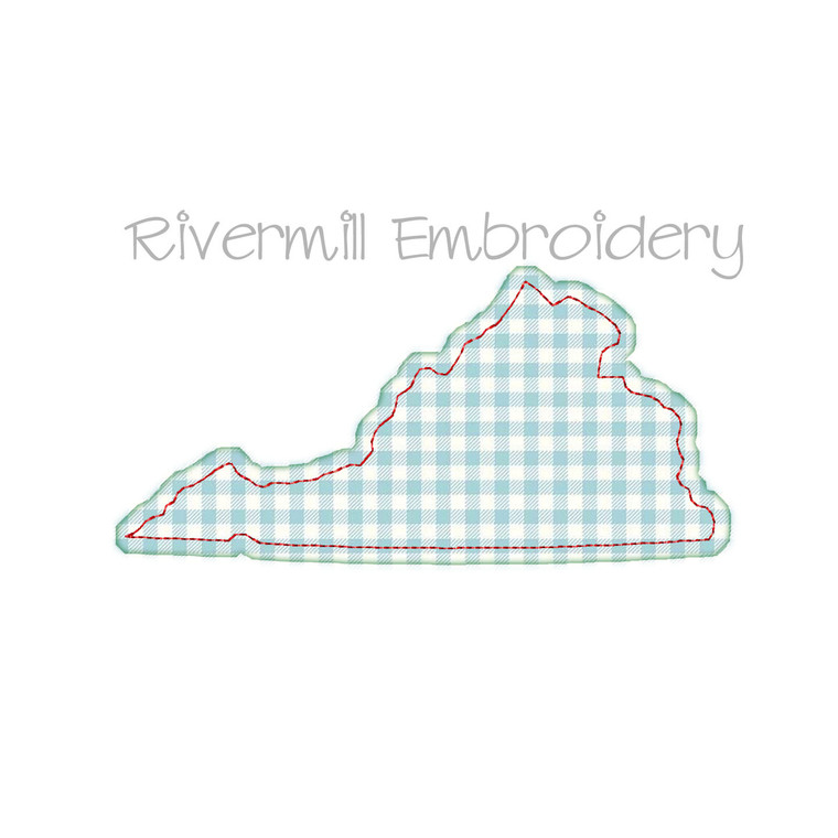 Raggy Applique State of Virginia Machine Embroidery Design