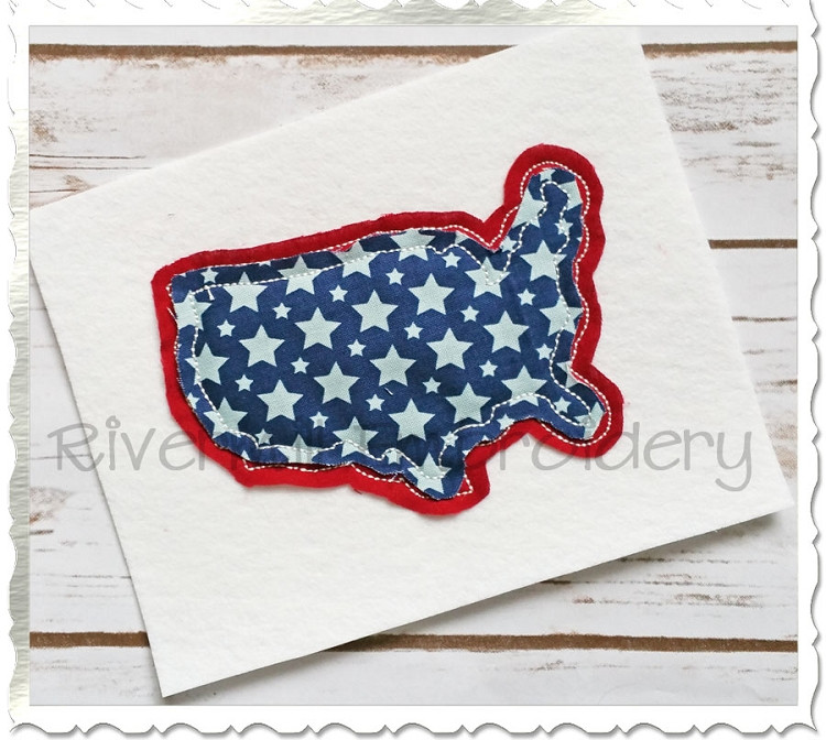 Large Raggy Double Applique United States Machine Embroidery Design