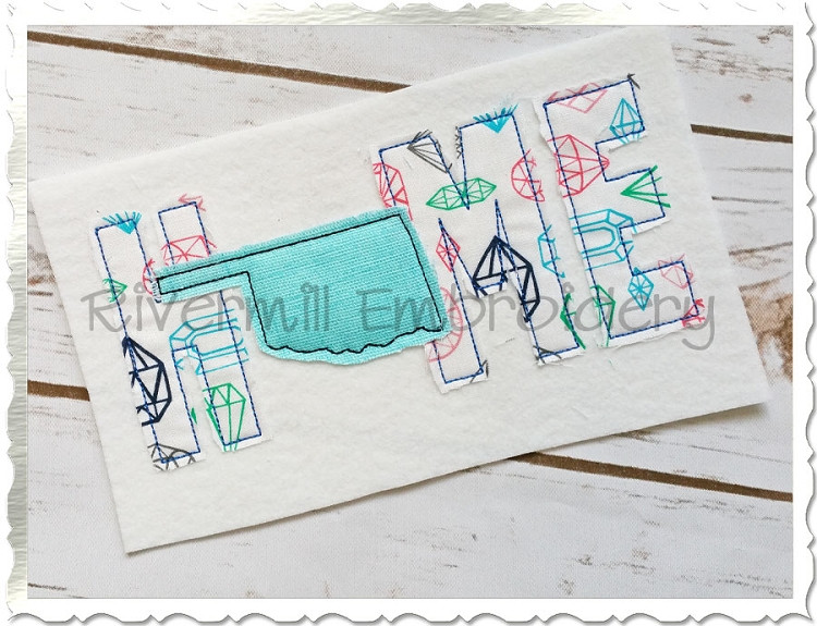 Raggy Applique Oklahoma Home Machine Embroidery Design