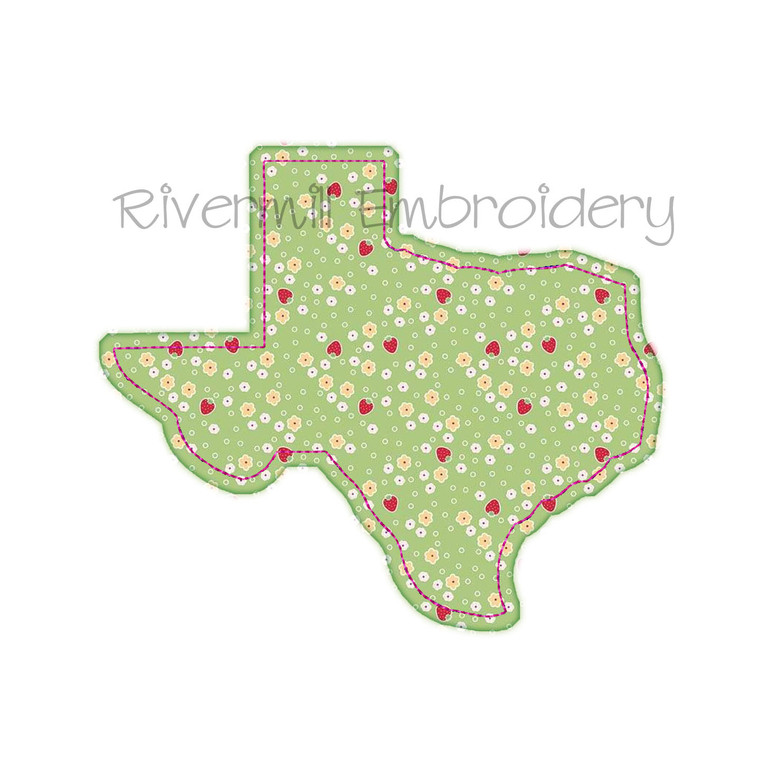 Raggy Applique State of Texas Machine Embroidery Design