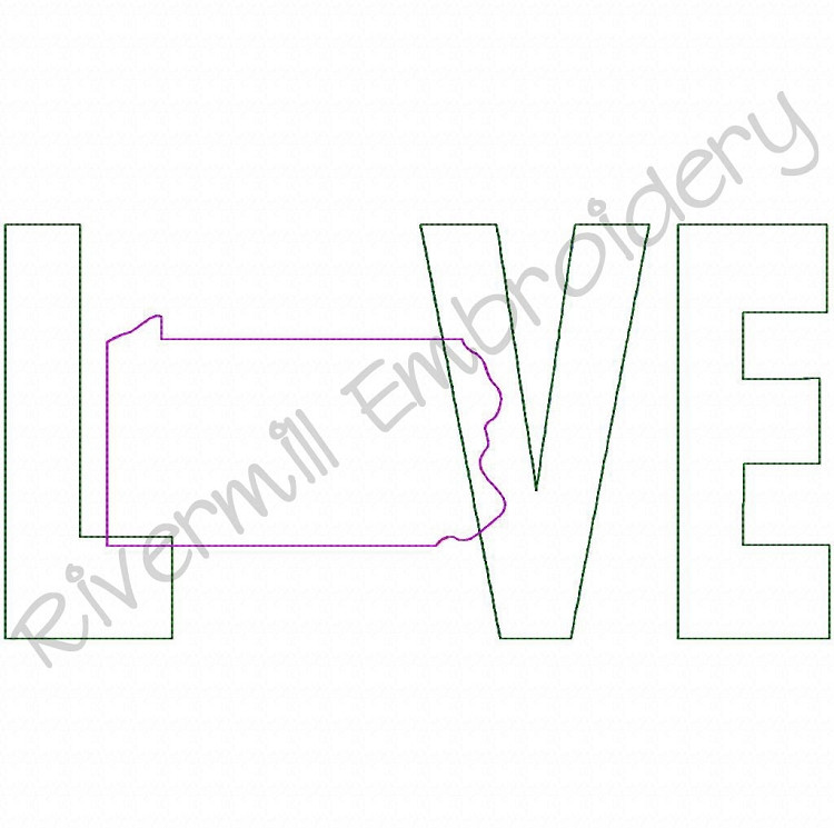 Raggy Applique Pennsylvania Love Machine Embroidery Design