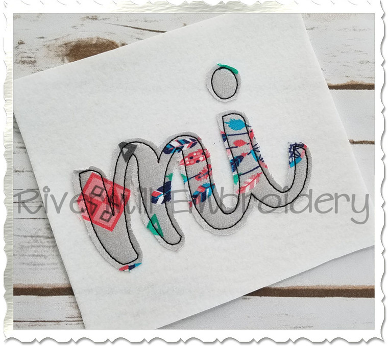 Raggy Applique Michigan "mi" Machine Embroidery Design