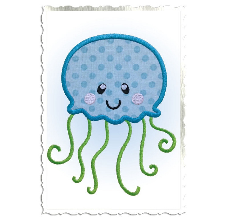 Applique Jellyfish Machine Embroidery Design