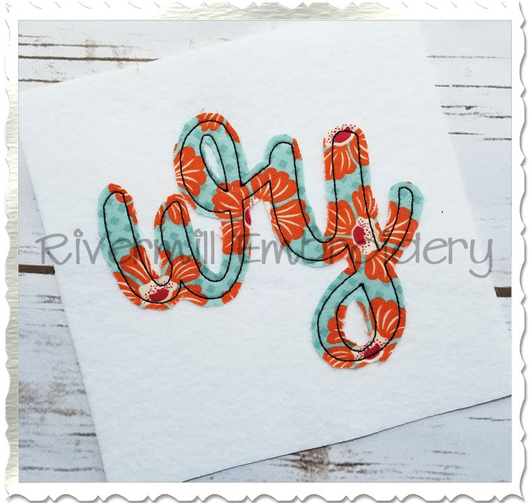 Raggy Applique Wyoming "wy" Machine Embroidery Design