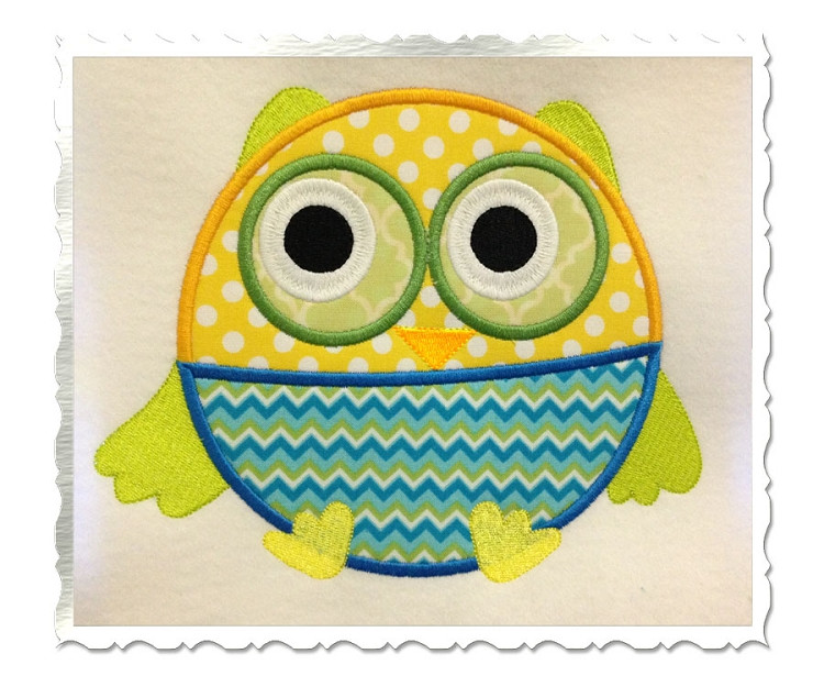 Applique Owl Machine Embroidery Design