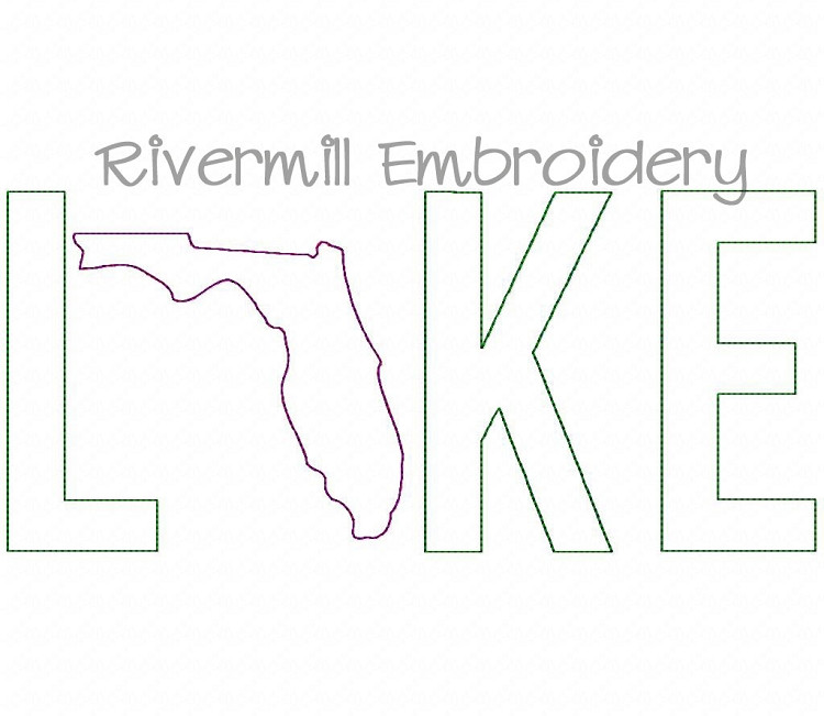 Raggy Applique Lake with Florida as the "A" Machine Embroidery Design