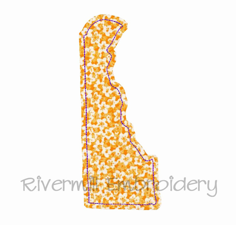 Raggy Applique State of Delaware Machine Embroidery Design