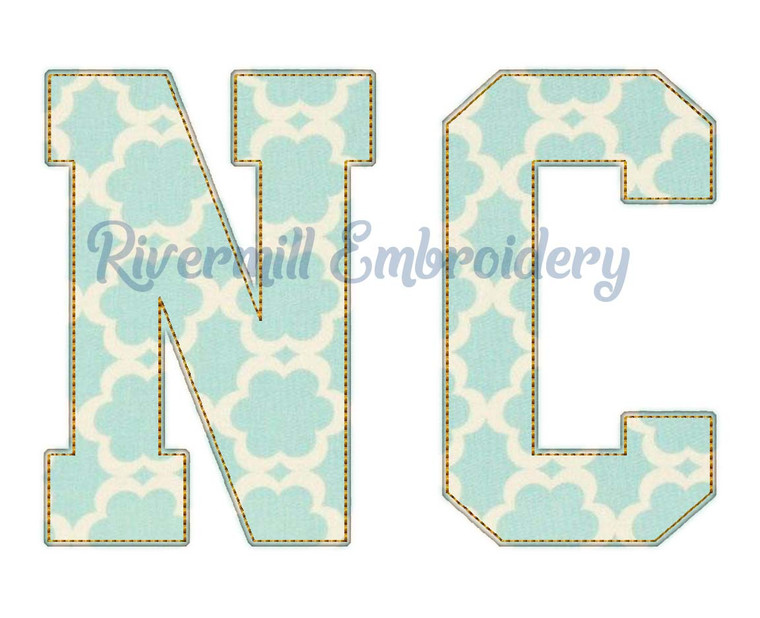 Raggy Applique North Carolina NC Varsity Style Machine Embroidery Design