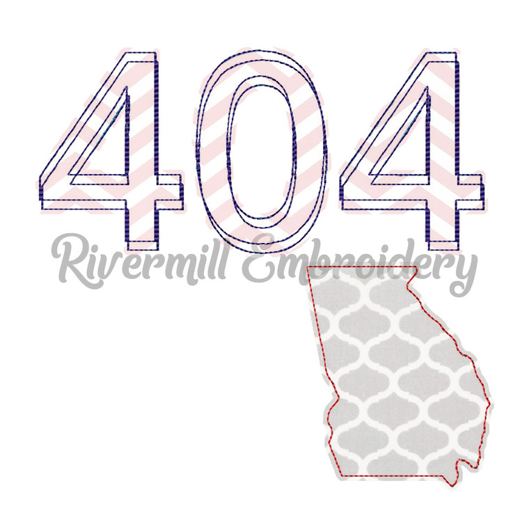 Raggy Applique Georgia 404 Area Code Machine Embroidery Design