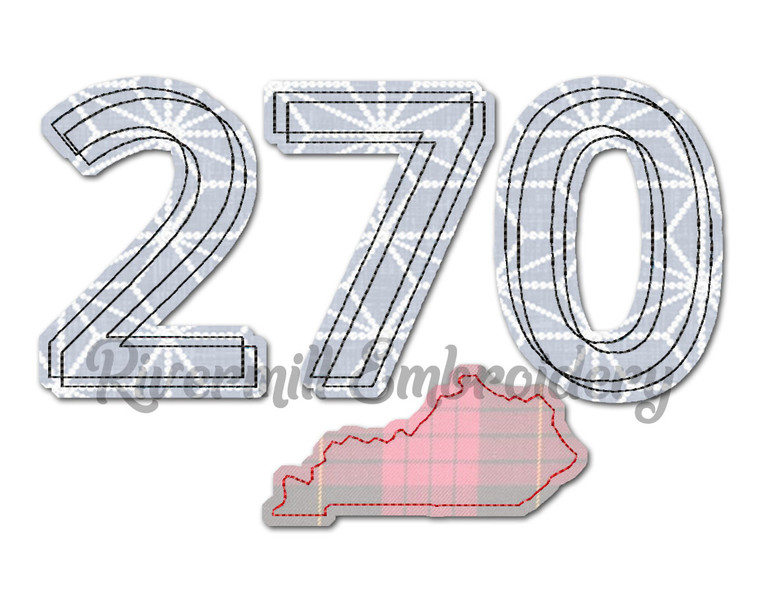 Raggy Applique Kentucky 270 Area Code Machine Embroidery Design