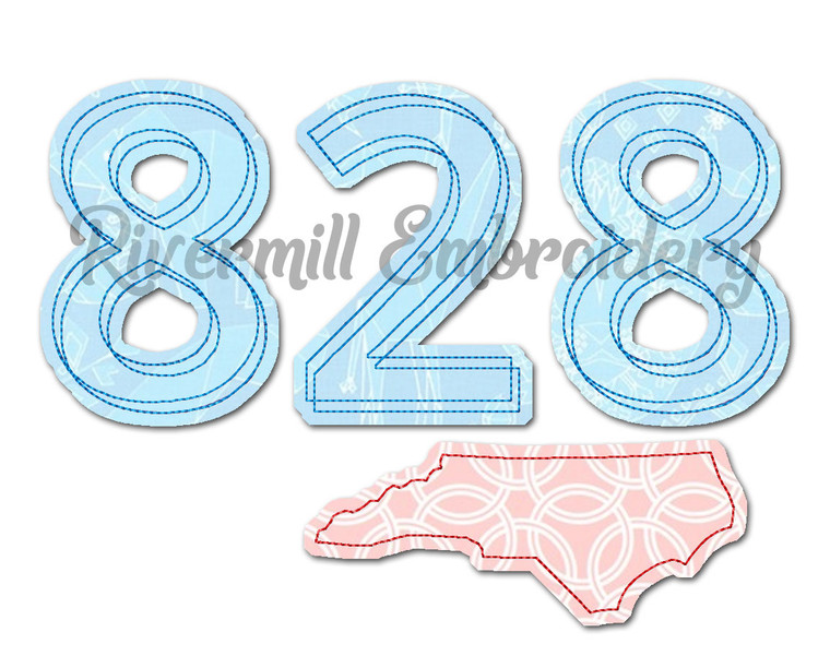 Raggy Applique North Carolina 828 Area Code Machine Embroidery Design
