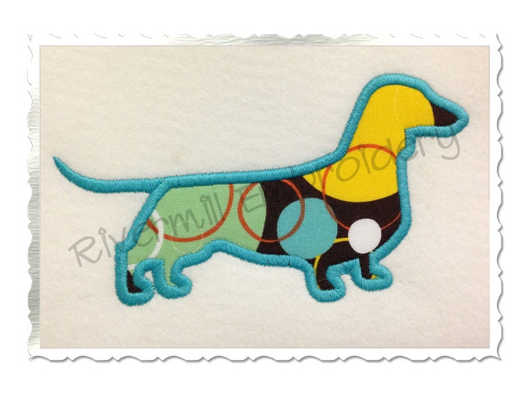 Applique Dachshund Silhouette Machine Embroidery Design