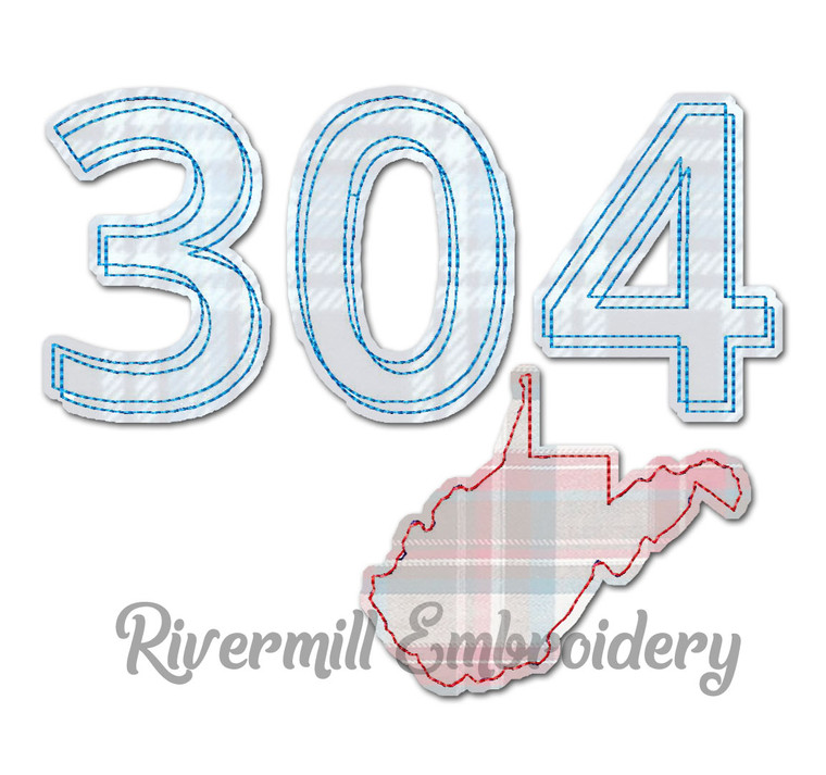 Raggy Applique West Virginia 304 Area Code Machine Embroidery Design
