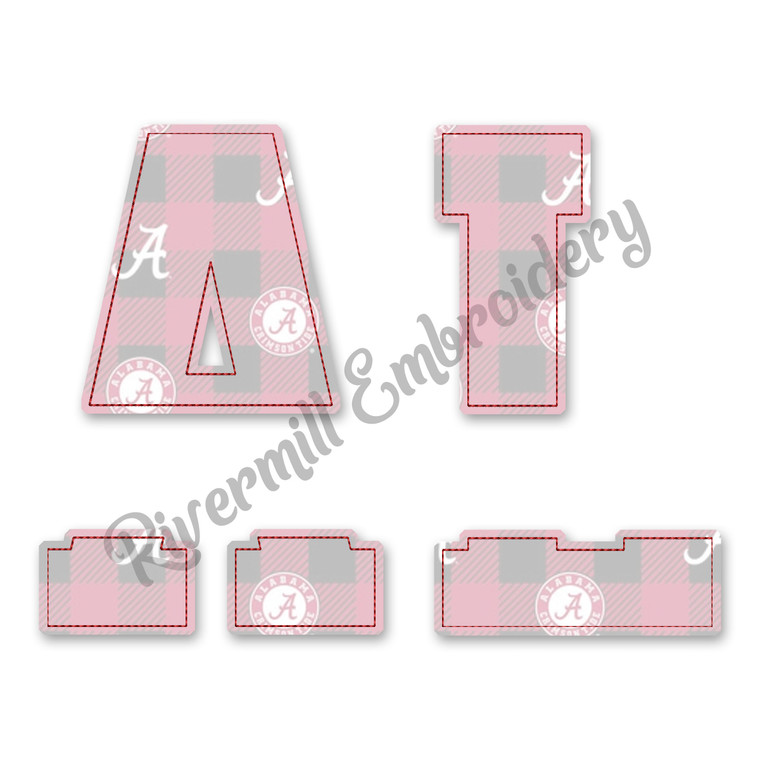 Raggy Applique Split AL Alabama Machine Embroidery Design