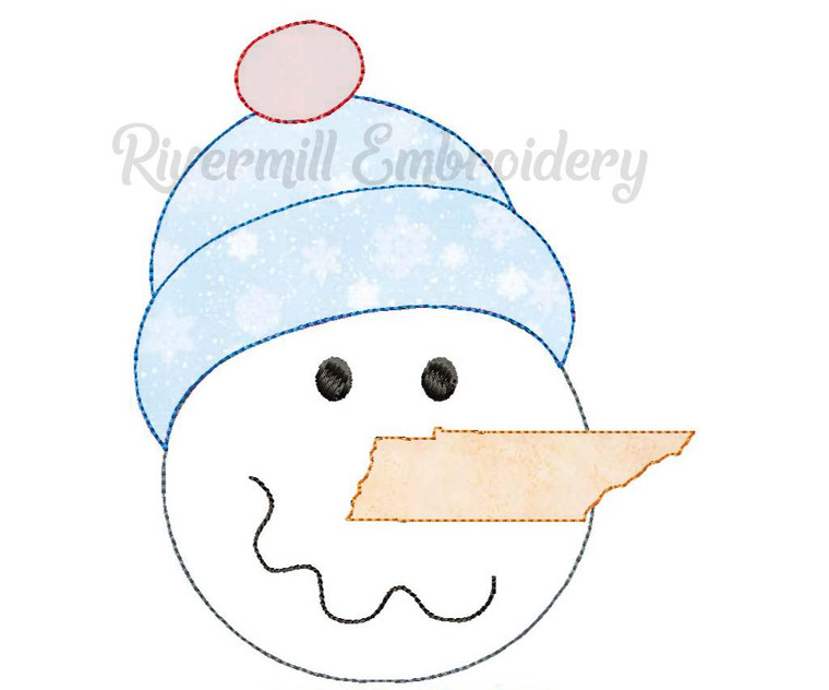 Raggy Applique Tennessee Nose Snowman Machine Embroidery Design
