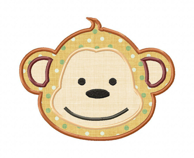 Monkey Face Applique Machine Embroidery Design