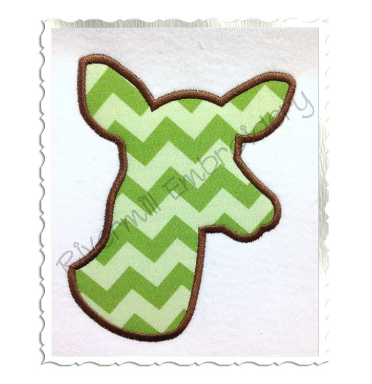 Applique Deer Head Doe Silhouette Machine Embroidery Design