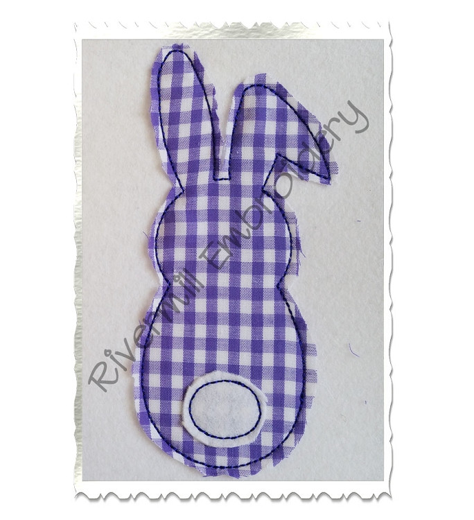 Raggy Bunny With A Tail Applique Machine Embroidery Design