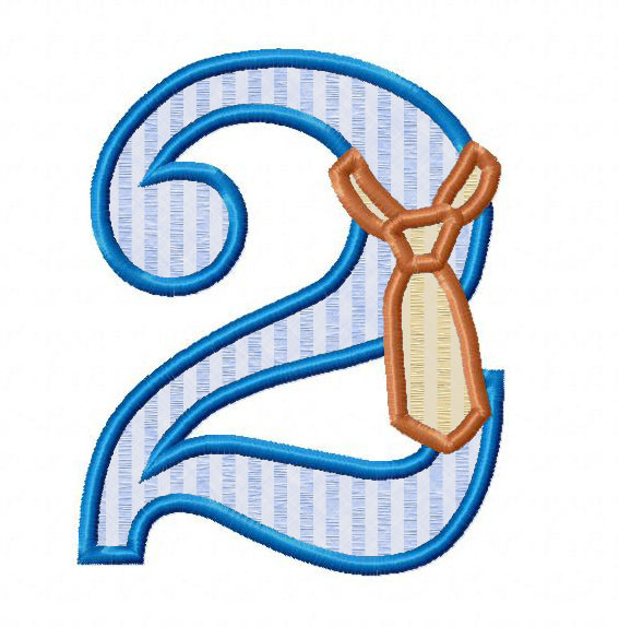 Applique Necktie Birthday Numbers Machine Embroidery Designs