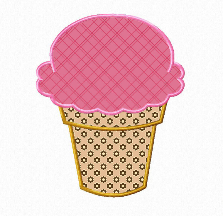 Ice Cream Cone Applique Machine Embroidery Design