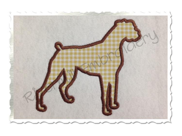 Applique Boxer Dog Silhouette Machine Embroidery Design