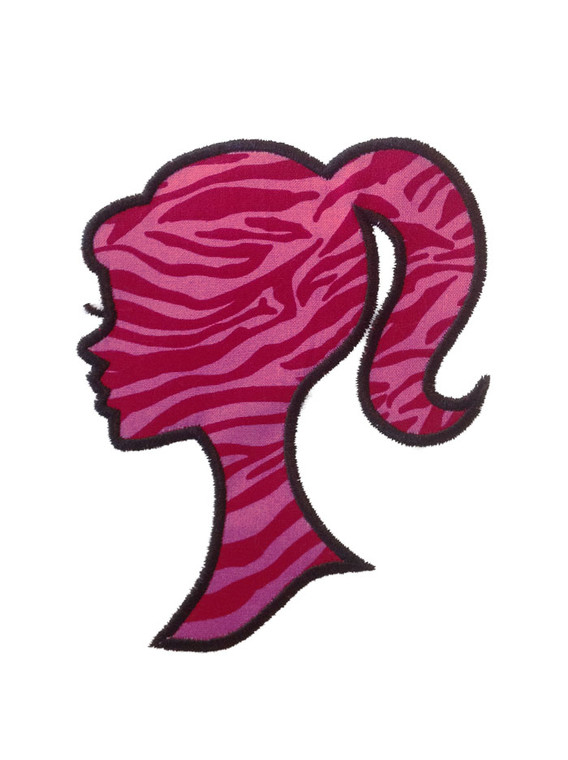 Silhouette Girl With Ponytail Applique Machine Embroidery Design