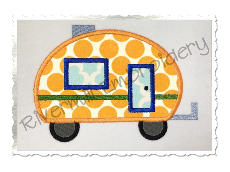Applique Camper Machine Embroidery Design