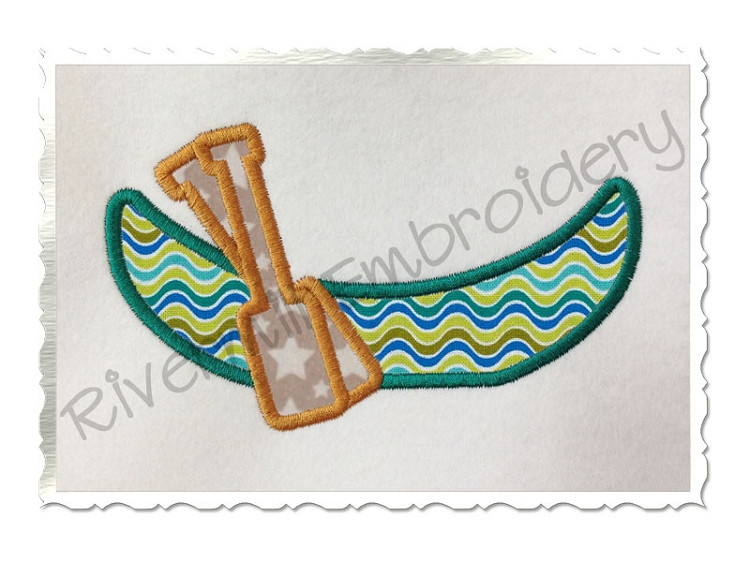 Applique Canoe Machine Embroidery Design