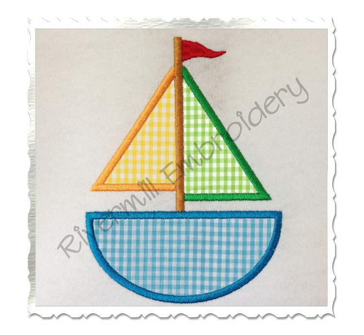 Applique Sailboat Machine Embroidery Design