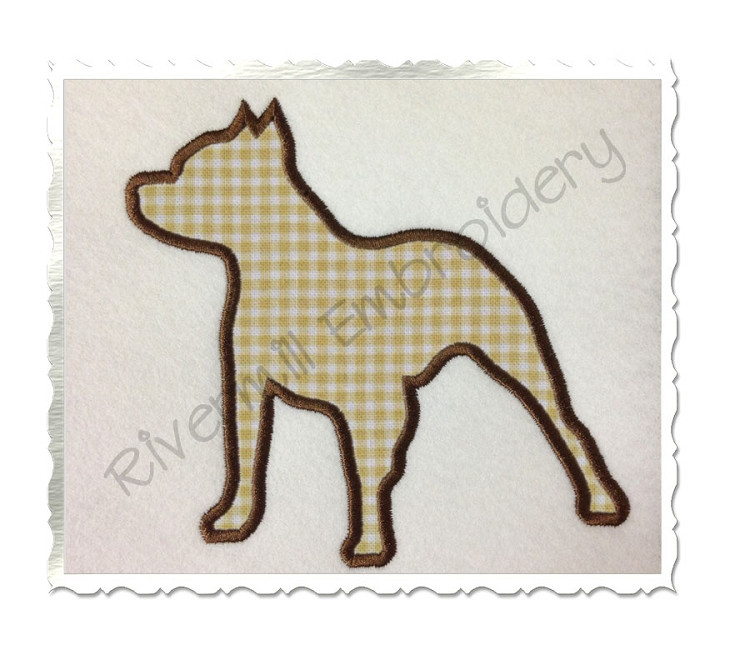 Applique Pit Bull Dog Silhouette Machine Embroidery Design