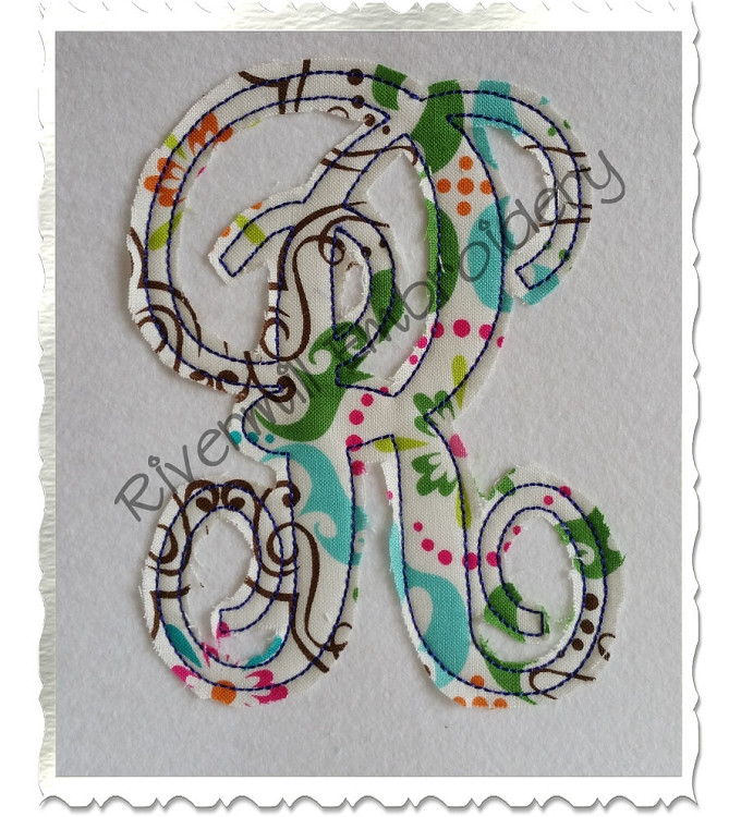 Raggy Fancy Monogram Applique Machine Embroidery Alphabet Font