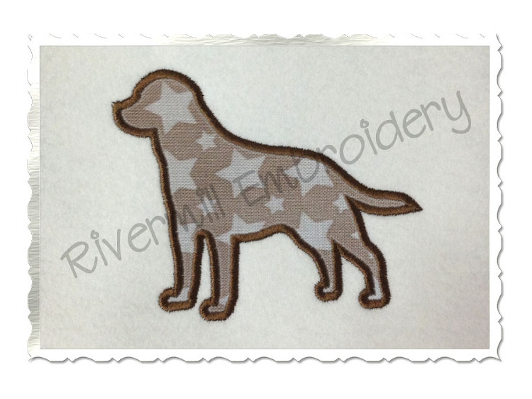 Applique Labrador Retriever Dog Silhouette Machine Embroidery Design