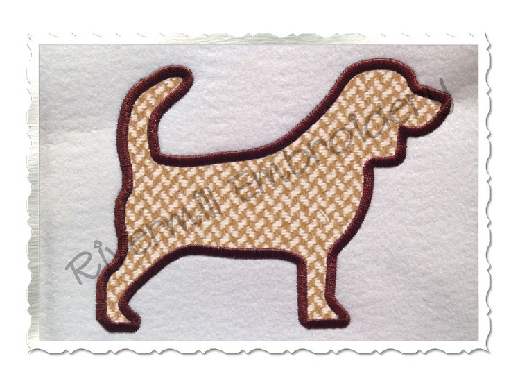 Applique Beagle Dog Silhouette Machine Embroidery Design
