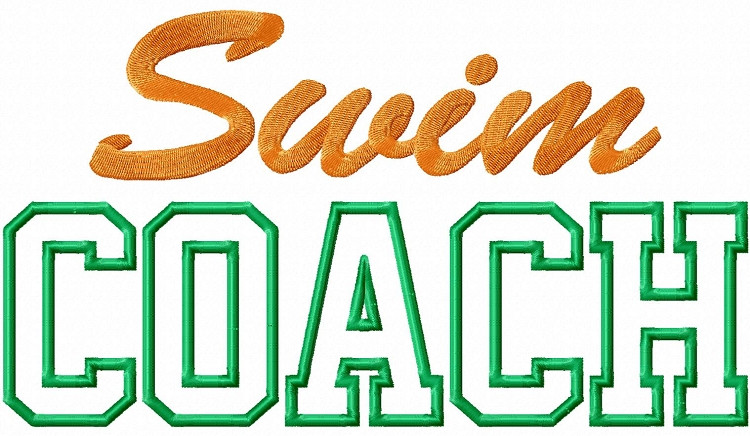 Swim Coach Applique Machine Embroidery Design