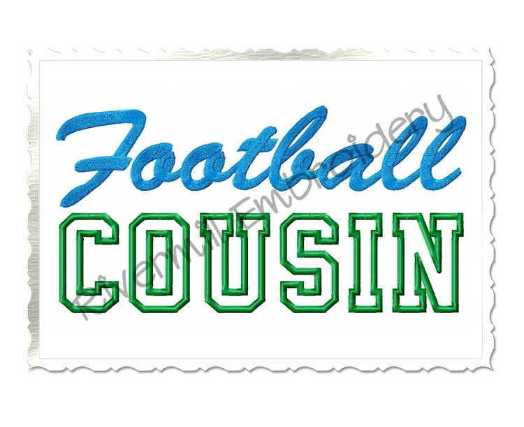 Football Cousin Applique Machine Embroidery Design