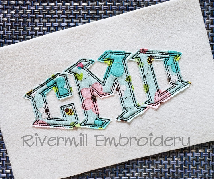 Raggy Short Point Monogram Applique Machine Embroidery Alphabet Font