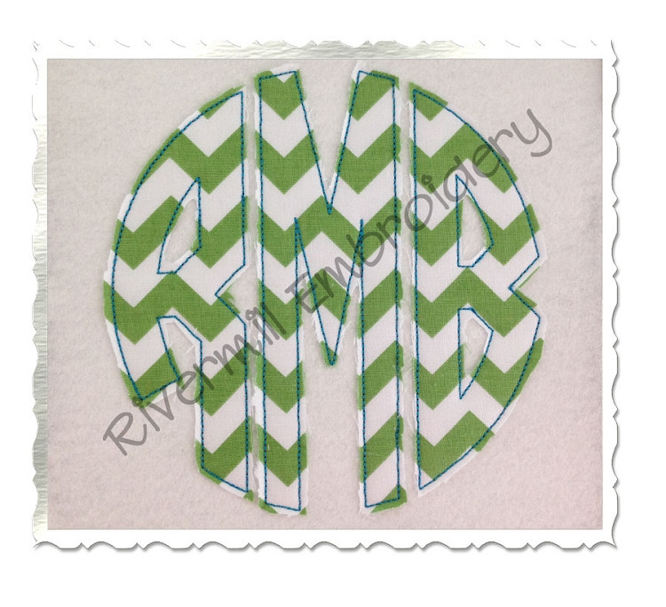 Raggy Round 3 Letter Monogram Applique Machine Embroidery Alphabet Font