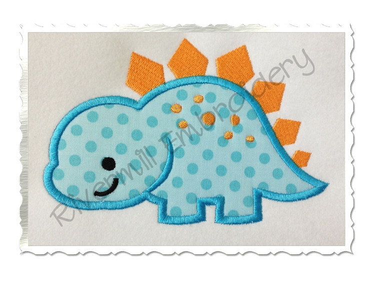 Applique Stegosaurus Dinosaur Machine Embroidery Design