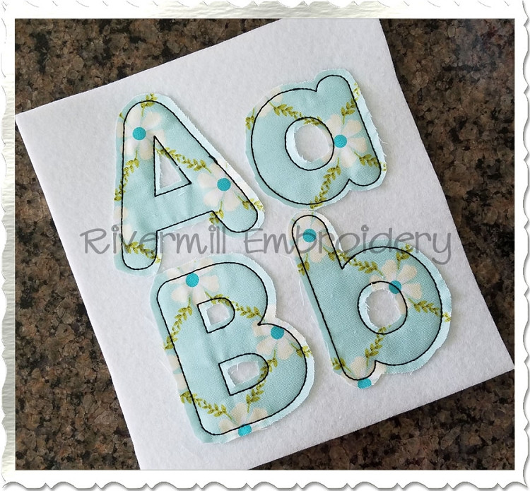 Rounded Block Raggy Applique Machine Embroidery Alphabet