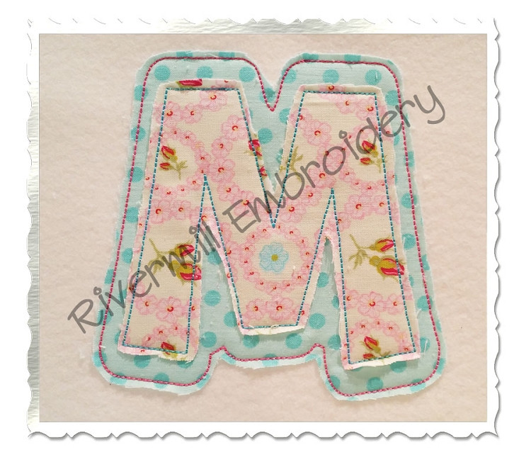 Happy Raggy Double Applique Machine Embroidery Alphabet Font