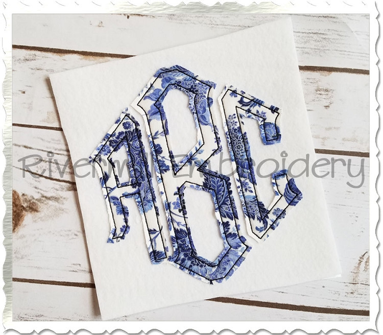 Raggy Point Monogram Applique Machine Embroidery Alphabet Font